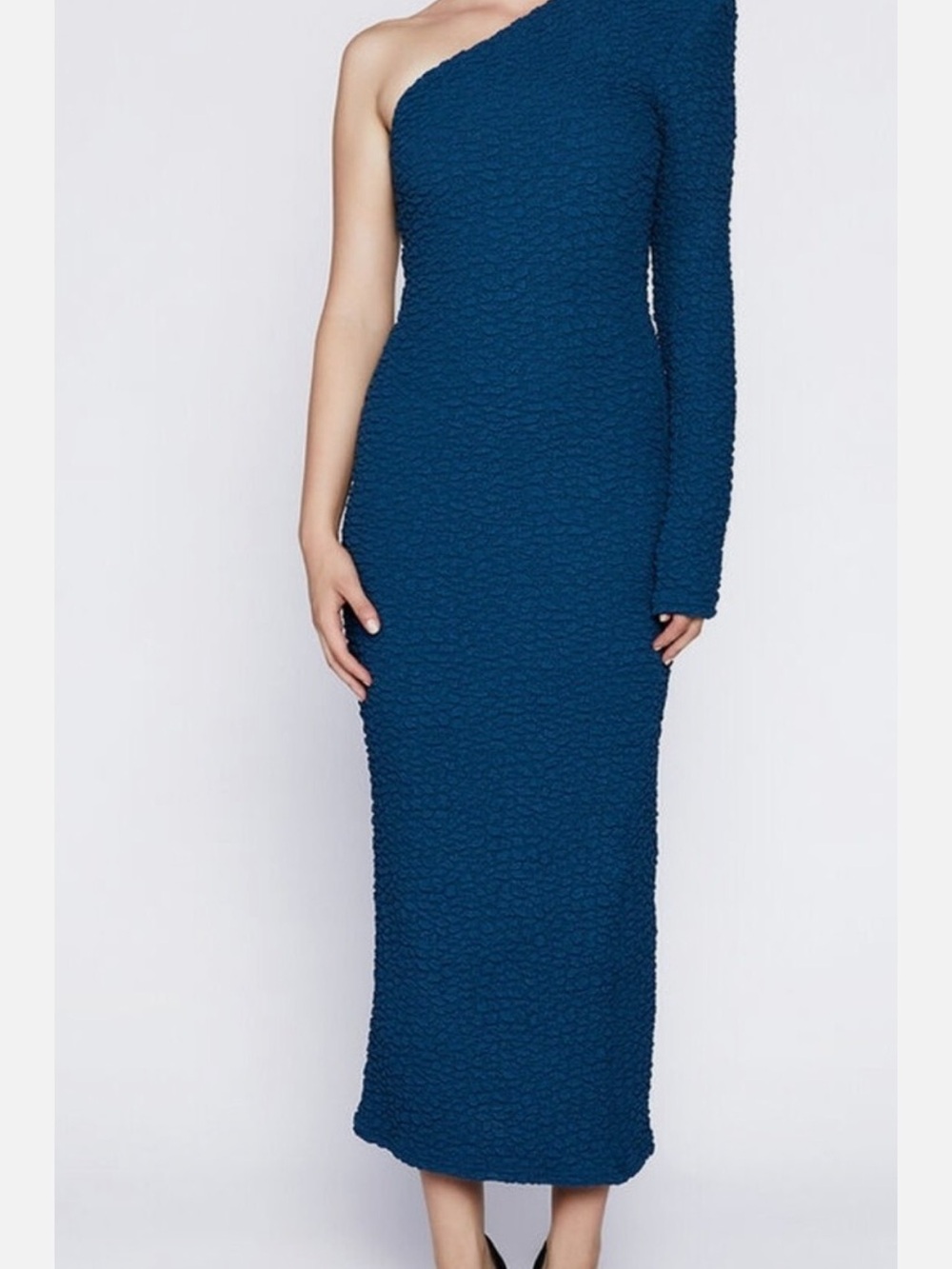 NWT Bardot One-Shoulder Textured Dress in Teal